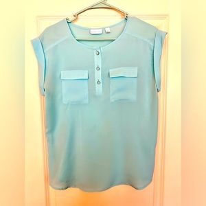 (3 for $15!) New York & Co (S) Blousy, cap sleeve, light blue flowy top